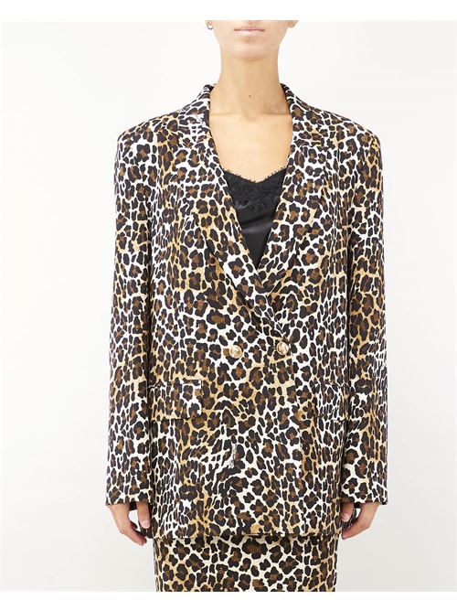 Double-breasted animalier crêpe jacket Elisabetta Franchi ELISABETTA FRANCHI | Jacket | GI12047E2B85